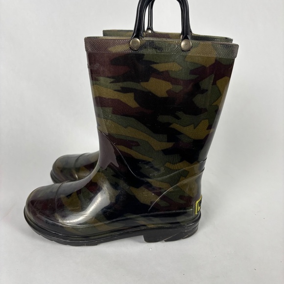 Western Chiefs, Rubber Green Camouflage Rain Boots Boys Size12, Led Lights - Picture 3 of 10